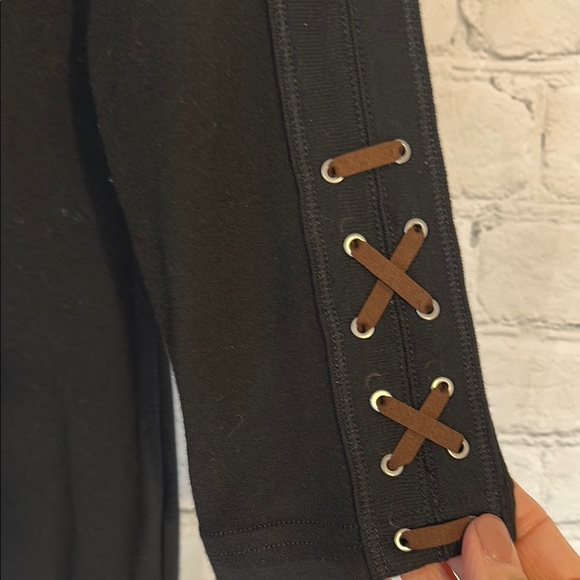 Chaps Black Women's Top with braided sleeves NWT - Picture 2 of 6